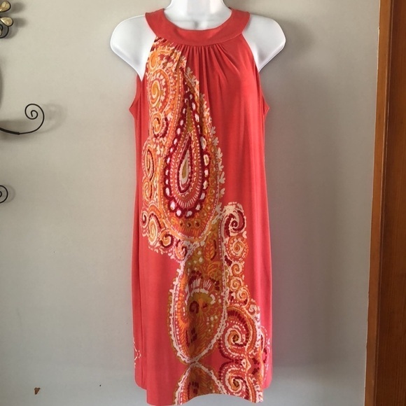 Ann Taylor Size 4P Shift Dress Lined Sleeveless Printed Stretch Bow Detail - Picture 2 of 16